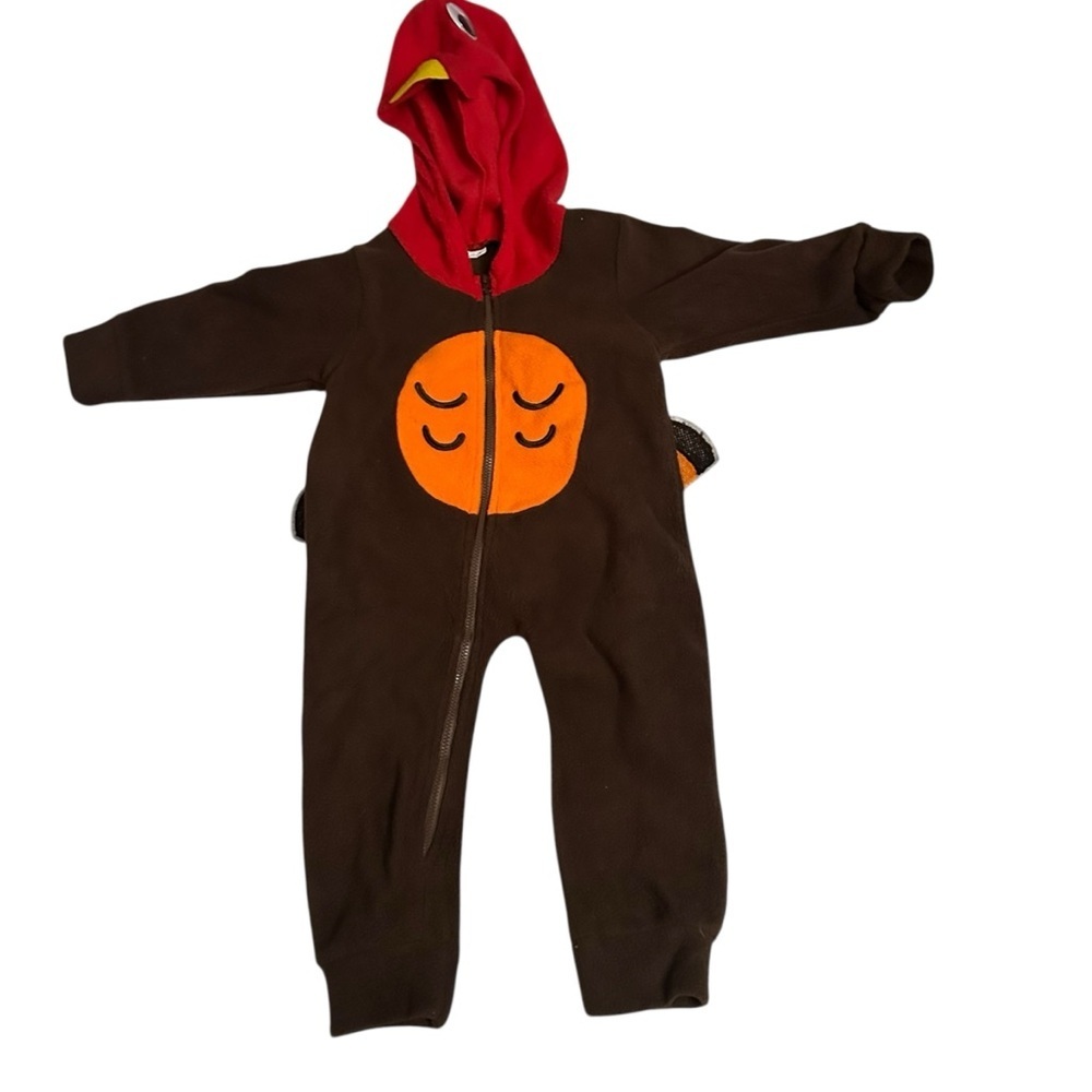 Brown and Red Animal Hooded Turkey Onesie